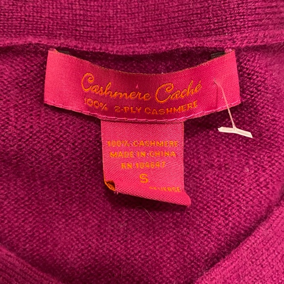 Cashmere Cache Purple Scoop Neck 100% Cashmere Sweater Small S - Picture 2 of 4